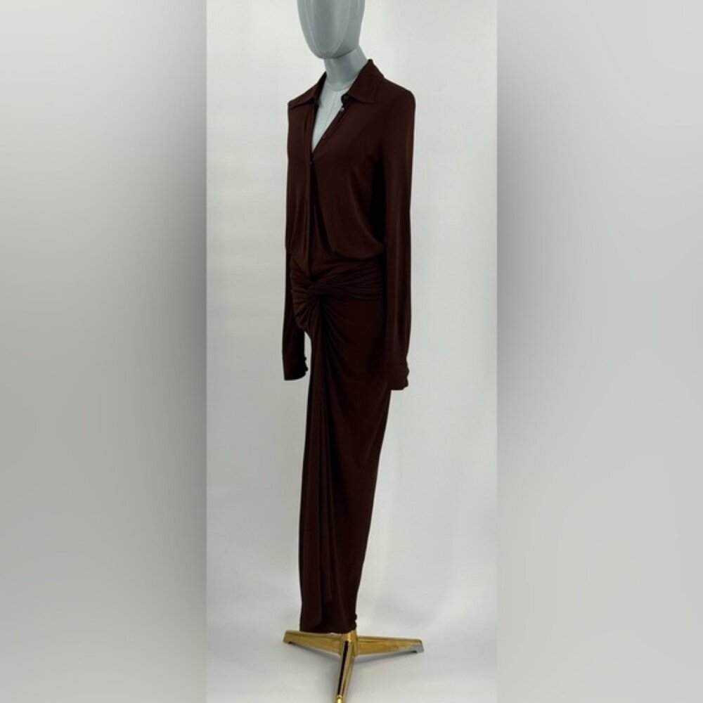 🆕 RAT & BOA 🧿 NWOT Rucci Long Sleeve Ruched Shirt Dress, Brown - Sz XXS - Picture 11 of 16